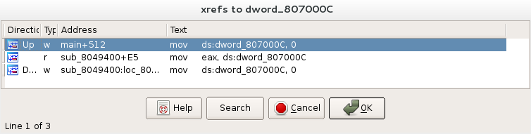 Xreferences from IDA