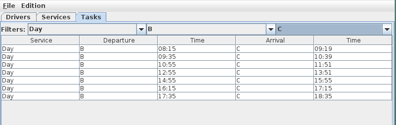 JTable with three filters