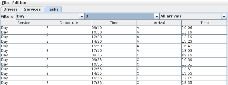 JTable with two filters